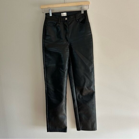 Aritzia Wilfred The Melina™ Pant High-waisted Vegan Leather pants Black Size 00 - Picture 5 of 9